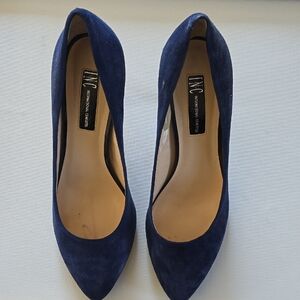 INC International Concepts Navy Suede Pointed Pumps